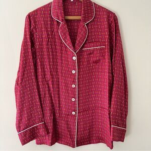 Olivia Von Halle Silk Pajama Top Blouse Pink Size Medium